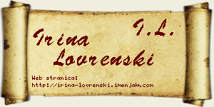 Irina Lovrenski vizit kartica